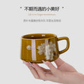 Stylishretroclassy underglaze coffee cup and saucer niche style hand gift ceramic mug office milk coffee cup