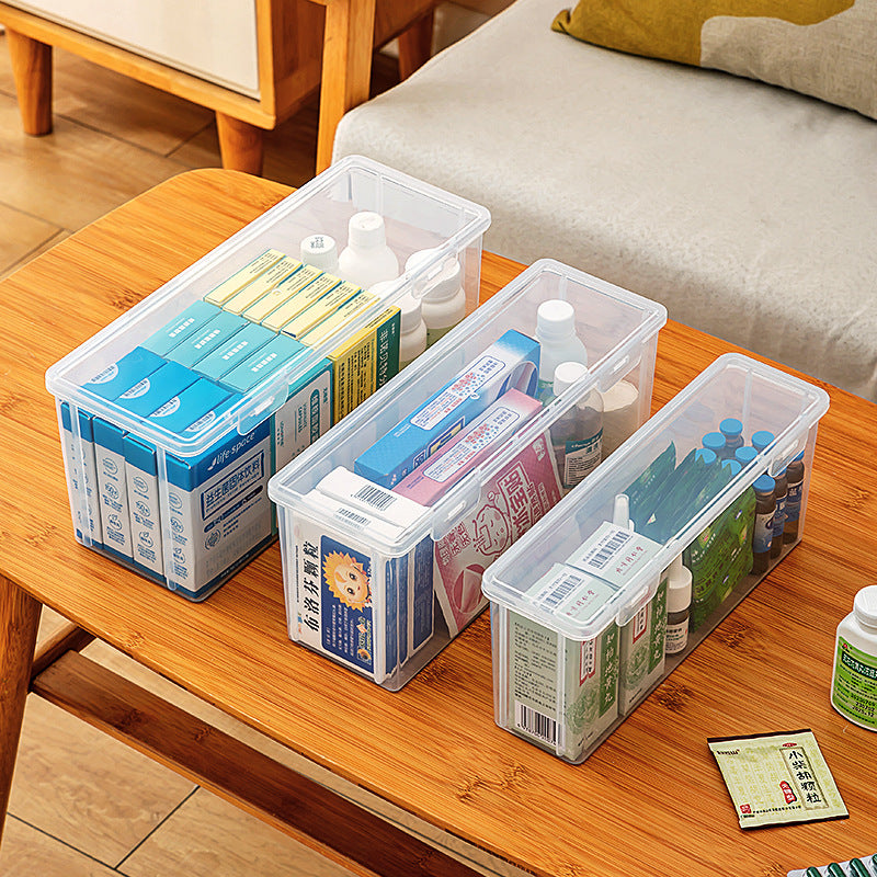 Flip small medicine box Portable with lid Stackable rectangular storage box Transparent storage drug packaging box with lid