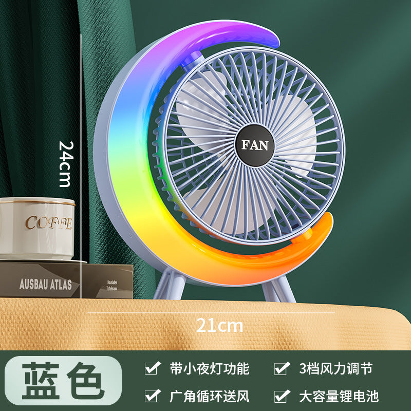desktop circulation fan multi-functional household fan student dormitory voice digital display hanging neck strong wind wholesale