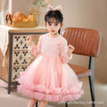 Ready-to-ship girls' short-sleeve sequin tutu princess dress - mesh children's skirt, perfect for 3-12 year olds, birthday celebrations, and first birthday parties