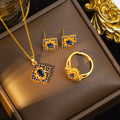 [set] high-end elegant and luxurious full diamond necklace for women, earrings, rings, full diamond copper inlaid zirconium sweater chain wholesale