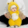 Winter hooded romper - baby bee onesie - fleece-lined, extra thick, super cute & warm - unisex