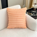 Simple solid color rabbit fur plush cushion pillow cover wide stripe bedroom living room sofa bed headrest pillow cross-border