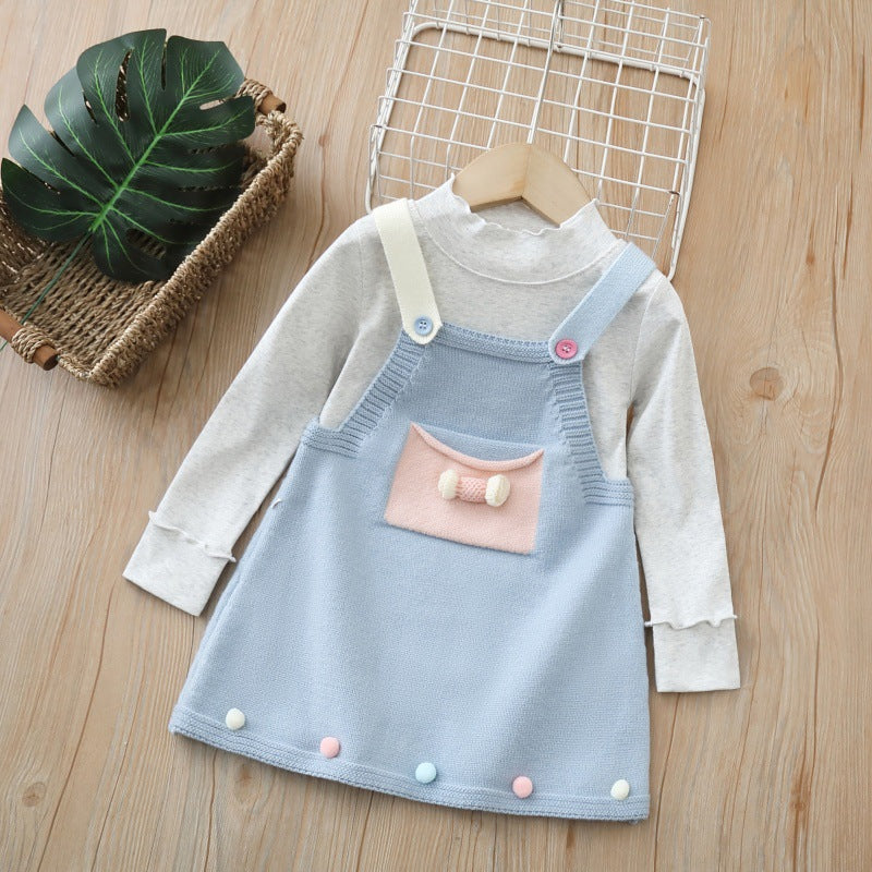 Spring new arrivals: sweet knitted tank top dress set for little girls - spring collection