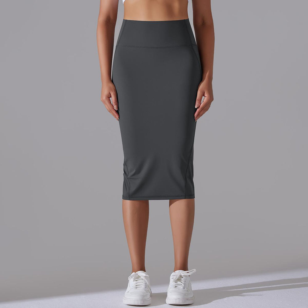 Naked high waist tight hip skirt sports skirt high elastic brushed medium long slit casual yoga women's skirt