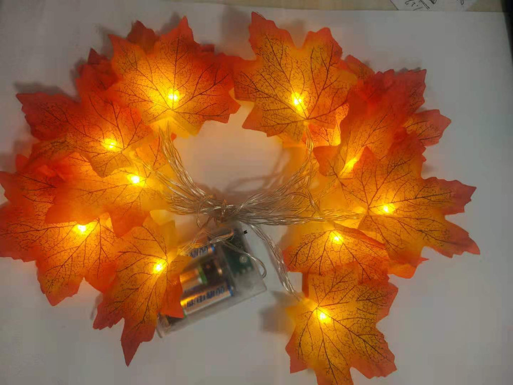 Cross-border LED light string Halloween maple leaf light string simulation leaf string light courtyard holiday decoration battery box lanterns