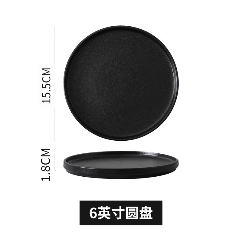Japanese-style western dinner plates, creative steak plates, western dinner plates, creative black matte steak plates, commercial glossy white plates