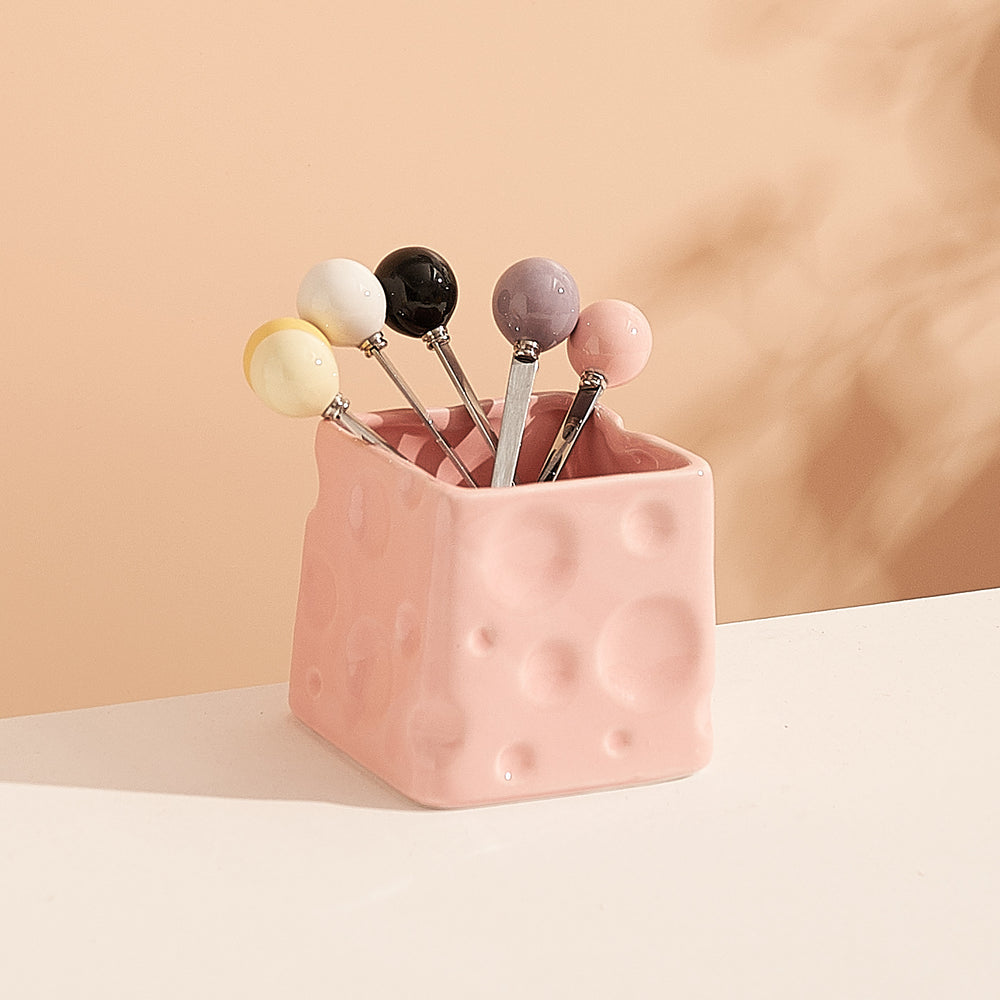 Cheese and fruit fork jar suitfor homeclassy good stuff exquisite afternoon tea dessert fork spoon ceramic handle fruit spoon
