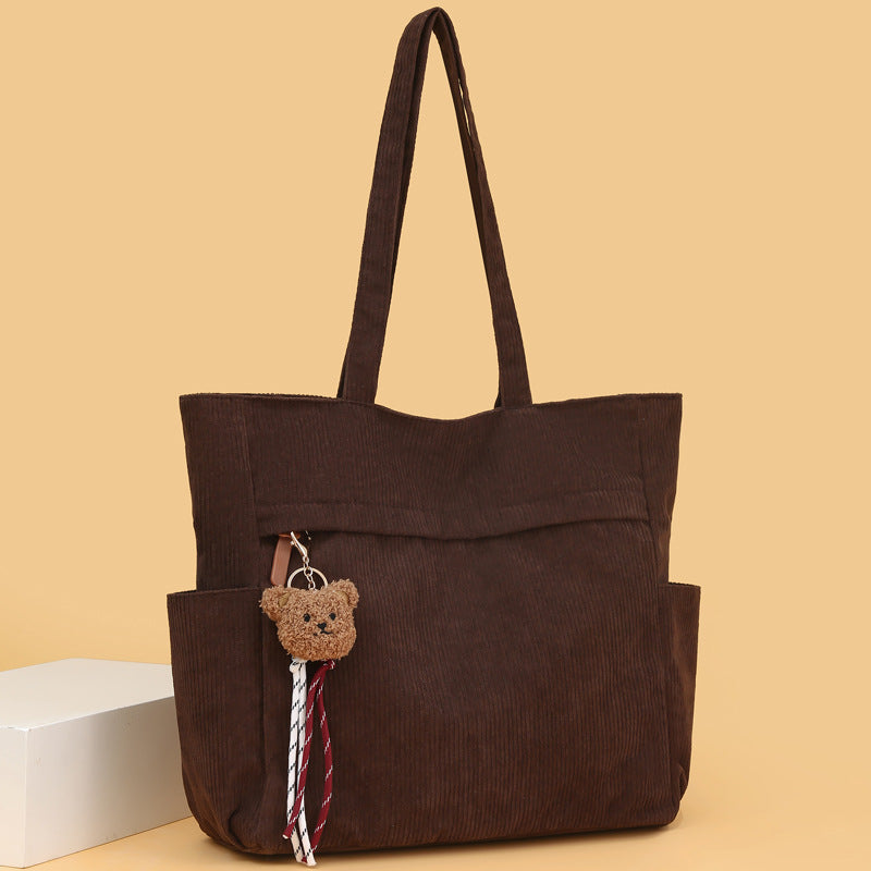 Corduroy large capacity women's bag new arrivalfashioneasiest for matchsatchel bag work clothing bag casual shoulder bag tote bag