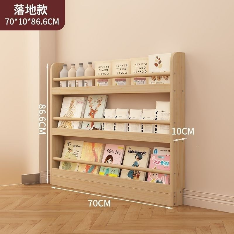 Ultra-thin door rear bookshelf against the wall for home bedroom door rear storage rack multi-layer storage solid wood all-in-one picture book storage