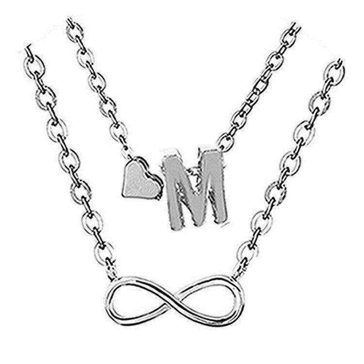 hot-selling foot jewelry 26 english letters alloy 8-figure infinite love heart anklet double-layer jewelry wholesale