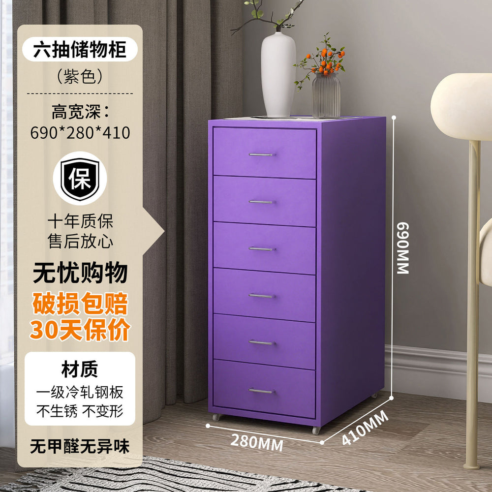 Wrought iron storage cabinet - multi-tier drawer unit for living room, bedroom, and girls' room - cute and practical floor-standing combination storage cabinet
