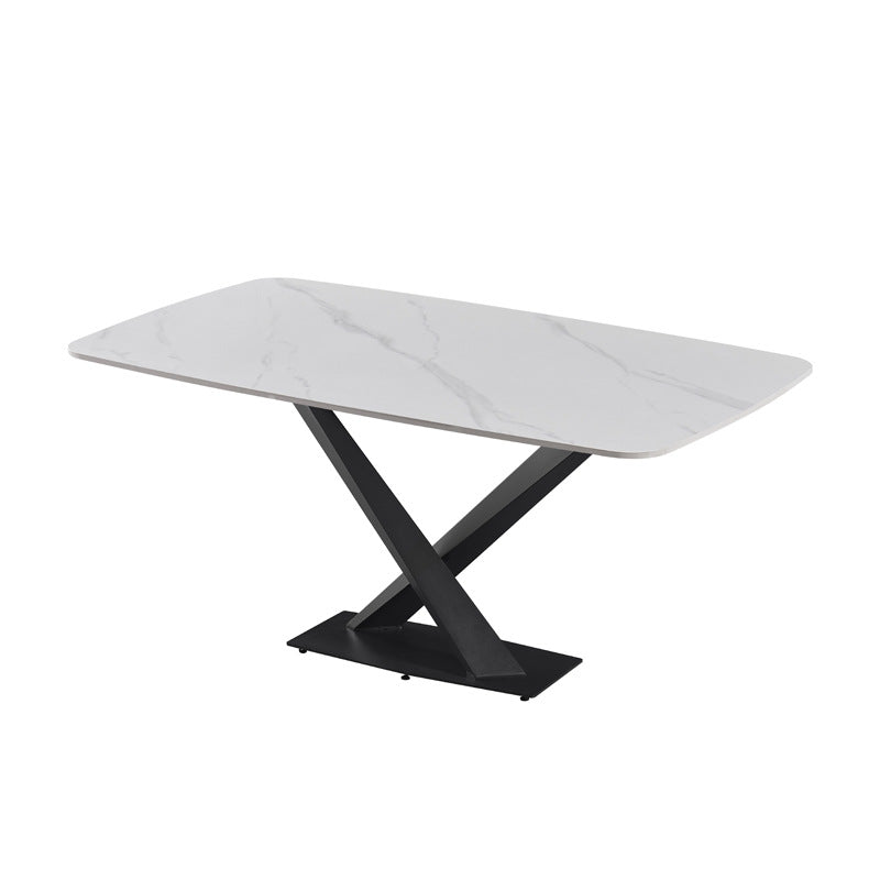 Italian light luxury sintered stone dining table and chairs set - modern minimalist rectangular dining table for small spaces
