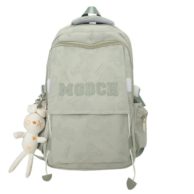 New bear backpack, schoolbag, large capacity, strong and dirt-resistant college student backpack, backpack, high school boy
