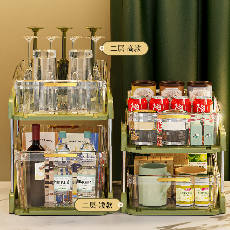 Pull-out desktop storage box, snacks, sundries, layered shelves, cosmetics, dresser, premium storage box