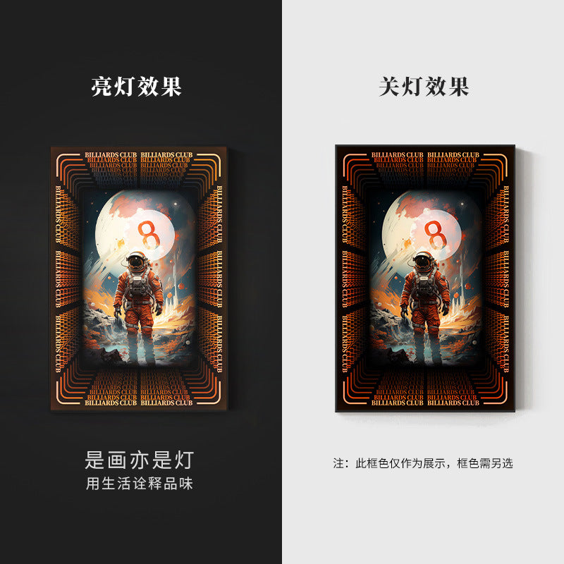 Black eight ball astronaut billiard hall wall decoration painting luminous billiard room hanging painting chess and card club atmosphere light painting