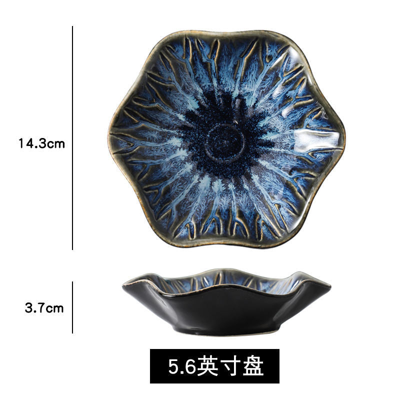 Japanese retro dipping sauce dish ceramic seasoning dish home restaurant stylish high-value seasoning snack dish cold dish plate