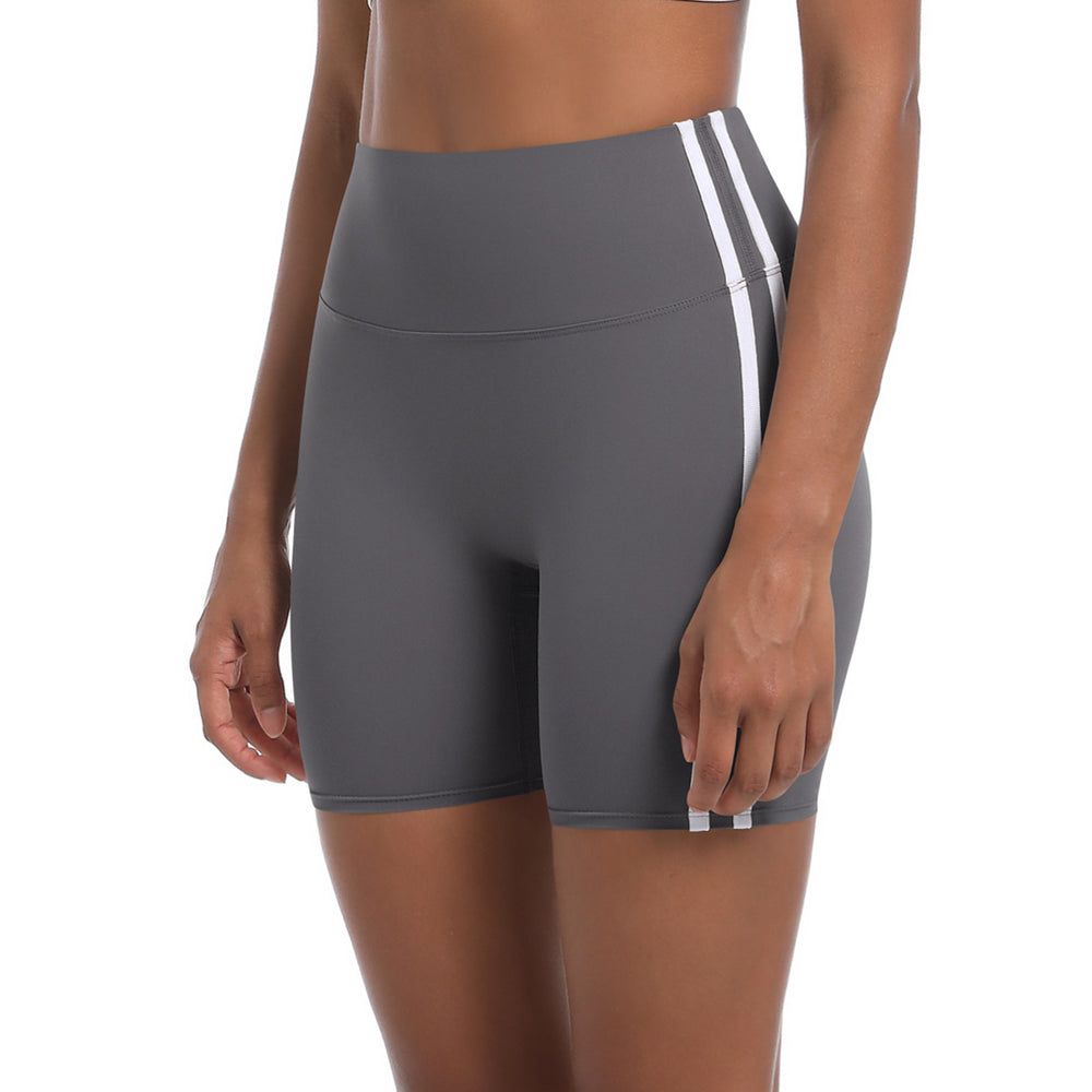 new striped high-waisted peach lift 3/4 leggings - color block breathable sports running yoga shorts for women