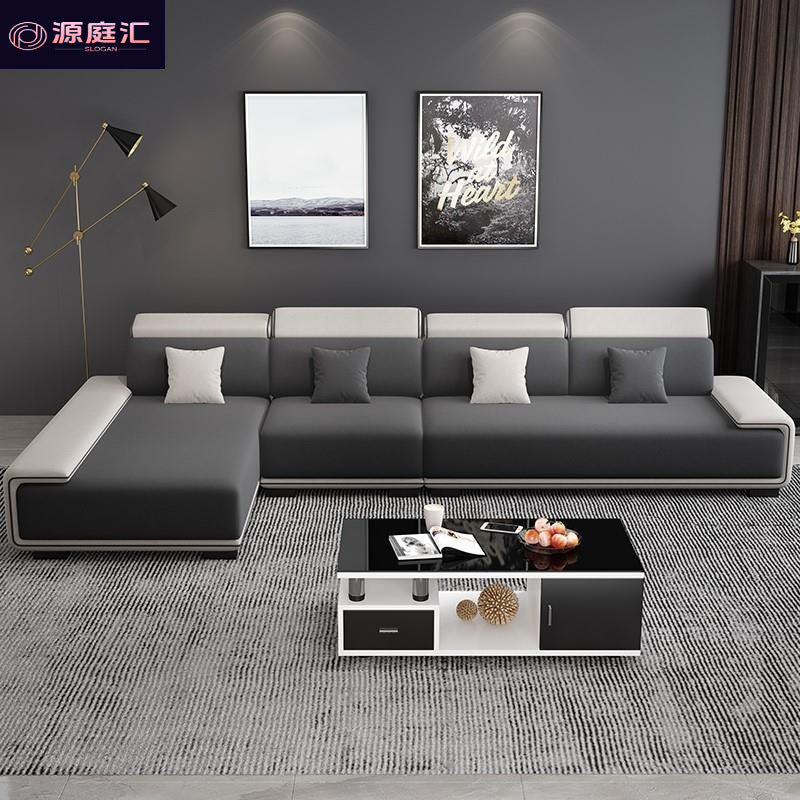 Nordic tech fabric sofa - modern living room set with latex chaise lounge - minimalist luxury for small spaces