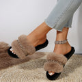 European style chain one-word flatsfleece-linedthick sole slippers women's indoor and outdoor winternew arrival cotton slippers one piece dropshipping women