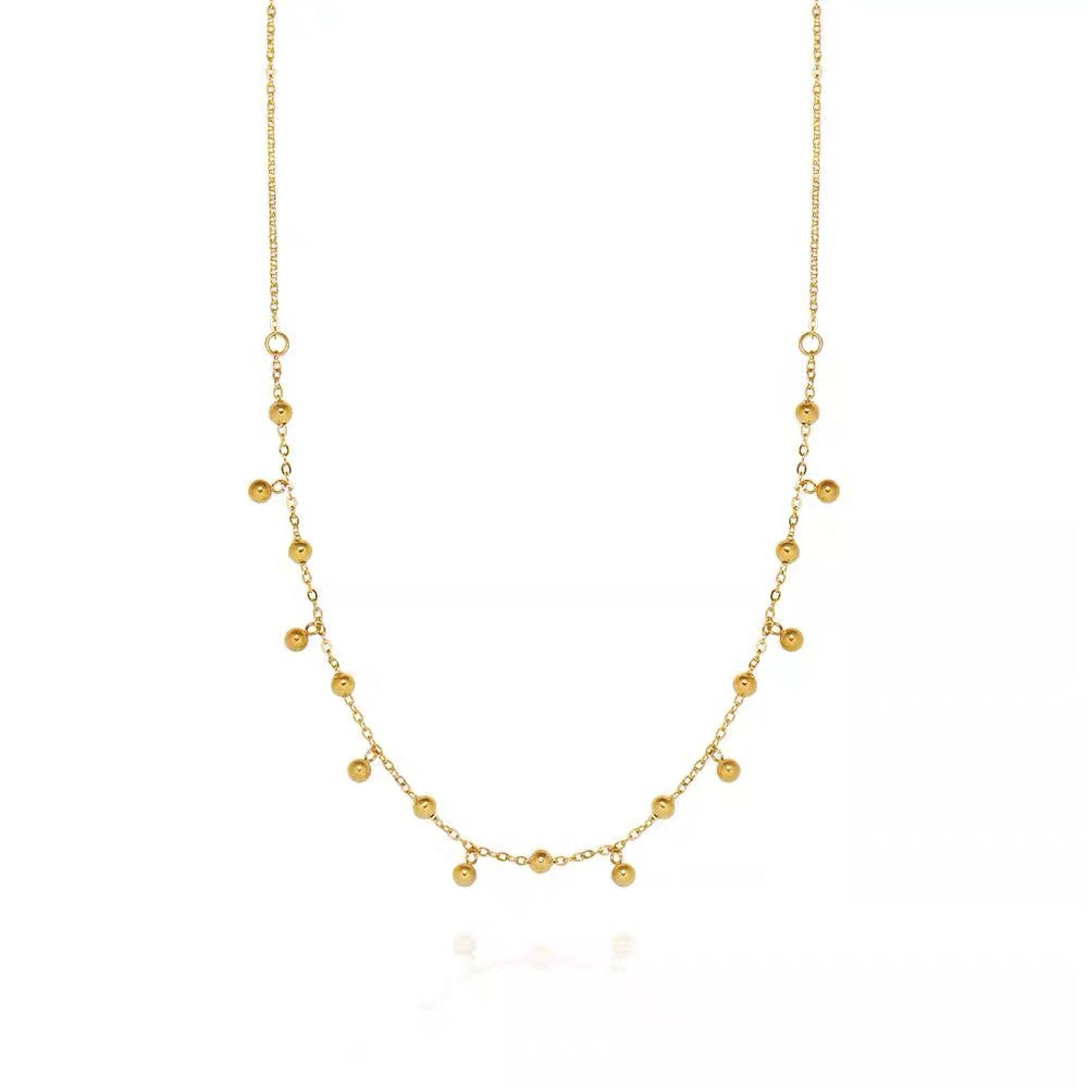 Frenchcasual small gold bean gold ball lace feel super fairy elegant clavicle chain necklace niche style design