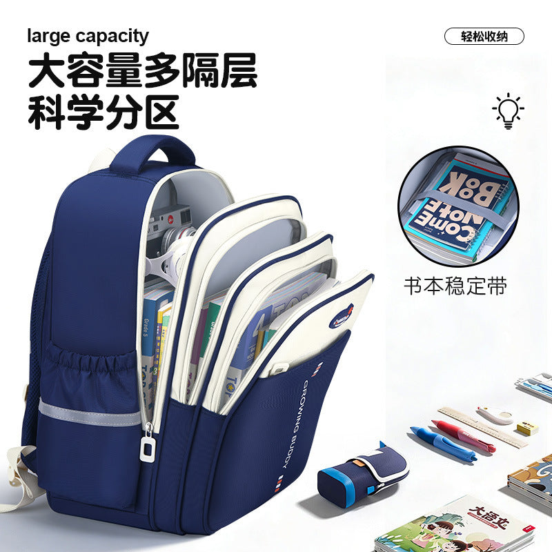 , stylish british-style elementary school backpack for grades 1-6, designed for both girls and boys. features a load-reducing, spine-protecting design, perfect as a kids' backpack