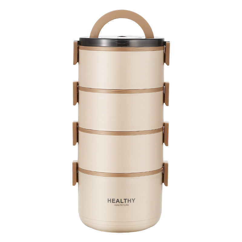 304 stainless steel multi-layer insulated lunch box bowl - portable, airtight, large capacity with rice bucket, detachable round bento box
