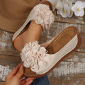 plus sizesummernew arrivalexport wedge thick sole slippers fish mouth one-piece strap flower outwear slippers