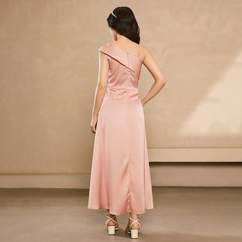 European and american style cross-border e-commerce custom teenage clothing sundress, satin high-end niche dress, elegant and romantic