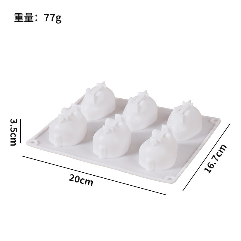 Silicone 6-cavity bunny mousse mold - diy halloween chocolate baking cake mold