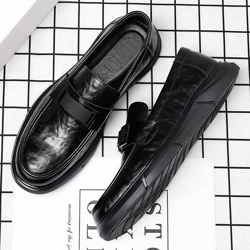 Casual leather shoes for men - live stream slip-on loafers - british style business versatile anti-slip soft sole soft upper slip-on leather shoes
