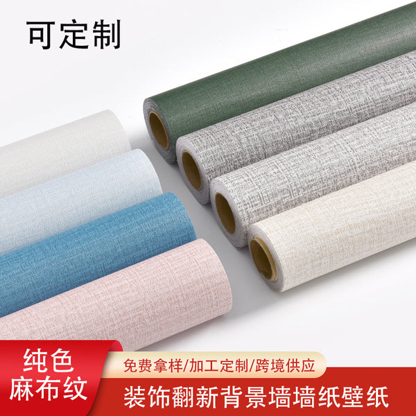 Cross-border  linen pattern self-adhesive sticker decorative wall sticker renovation background wall wallpaper living room bedroom wall wallpaper