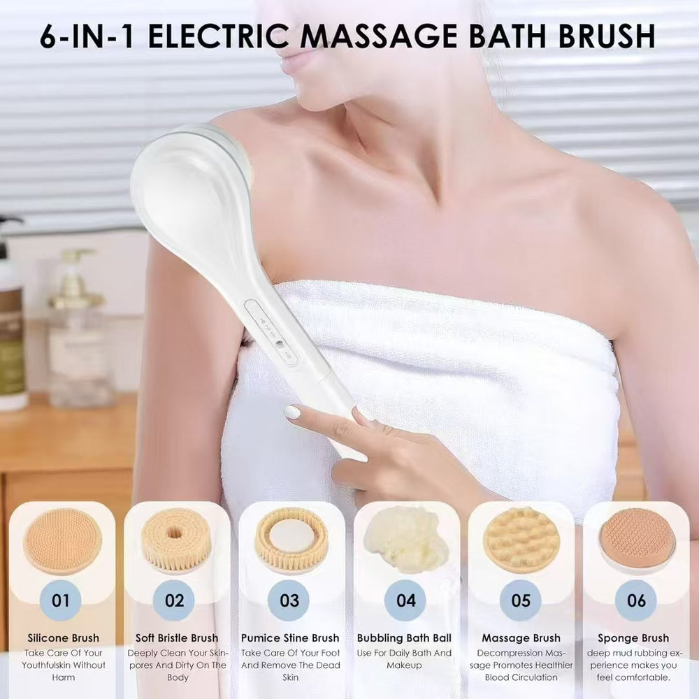 hot-selling electric bath brush, rechargeable fully automatic back rub, mud massage artifact, bath brush, face wash and bath instrument