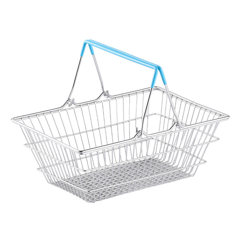 Cross-border  wrought iron simulation shopping basket household cosmetics sundries storage decorative shelf shooting props
