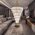 All-copper spanish marble living room chandelier - modern minimalist style for duplex homes, high ceilings, hotel lobbies, and villas