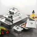 304 stainless steel portion basin fast food restaurant serving basin milk tea shop portion box square basin with lid canteen serving basin