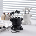 Luxury new year fruit fork set - stainless steel fruit forks with storage jar, premium ceramic bear fork & spoon jar set