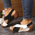 Women's color block platform sandals - 2026 summer new arrival - cutout criss-cross strap european & american wedge heel roman sandals wholesale