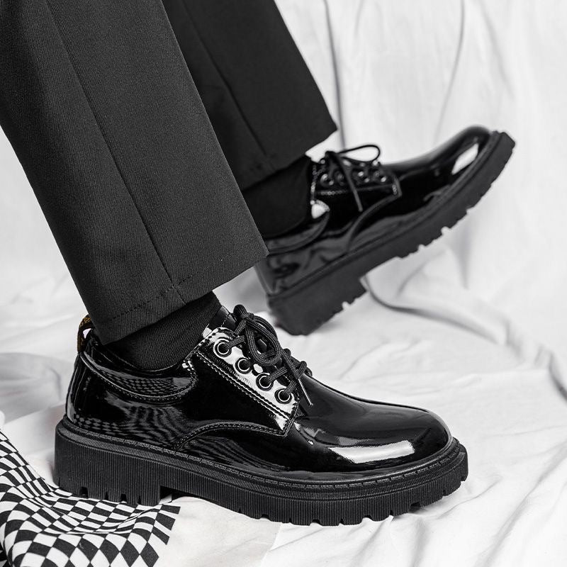 Spring men's shoes classybootsmen british new arrival hong kong style formal business wedding groom heightening black leather shoes