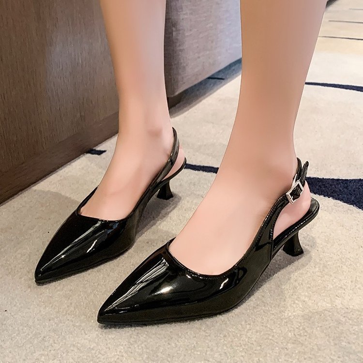 Pointed toe stiletto peep-toe sandals - new autumn 2025 collection: elegant buckled office-ready flats, low-cut open back high heels