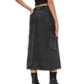 Fashion cross-border women's clothing  new arrival american hot girl elastic waist denim workwear casual mid-length skirt skirt