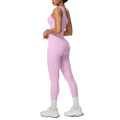 Sexy one-shoulder activewear set: high-waisted, figure-hugging leggings with pockets - perfect for outdoor leisure, running, fitness, and yoga