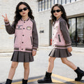 Girls' spring outfit : spring/autumn baseball jacket for girls, middle-to-large children's outerwear, preppy style, new trendy children's fashion, popular online