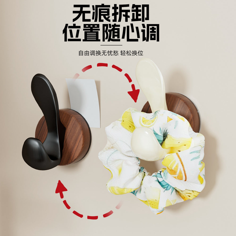No-drill solid wood coat hook - entryway, doorway, behind-the-door hook - damage-free adhesive, heavy-duty weight capacity, coat & hat hook, key hook