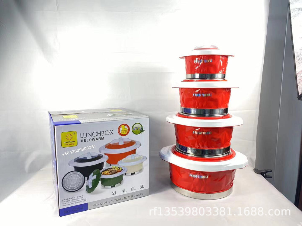 Lunchbox keep warmexport4pcs diamond point thermal insulation box color body 2l, 4l, 6l, 8l