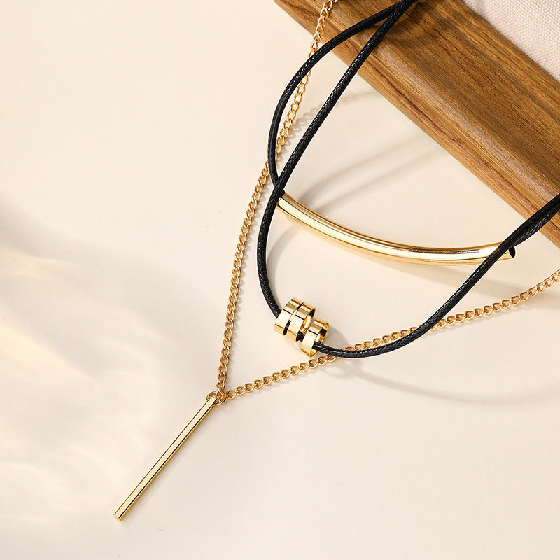 Sweater accessories necklace wholesale european and american cross-border jewelry women's multi-layer geometric alloy exaggerated design autumn and winter clavicle chain