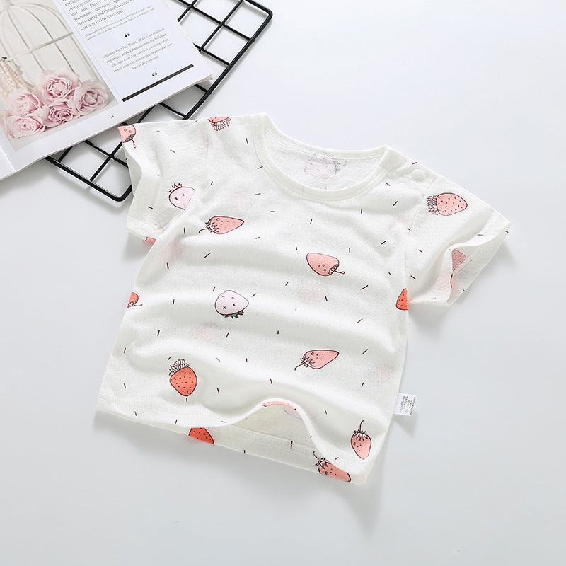 Baby short-sleeve t-shirt, summer infant top, 100% cotton, 0-4 years old, toddler summer outfit, boys' and girls' short-sleeve undershirt, trendy style