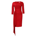 D3168  women's clothing  fall/winter new arrival solid color ol style elegant commute pleated tie-up dress - european and american style