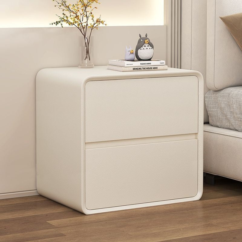 Bedside tableaccessible luxurycream style normcore storage cabinet for home bedroom modern casual small solid wood leather bedside cabinet