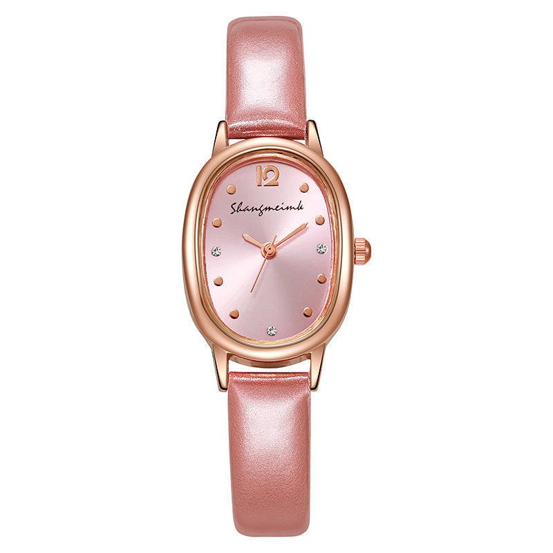 New arrivalelegantretrocasual oval student watch niche style women's watch belt quartz women's watch
